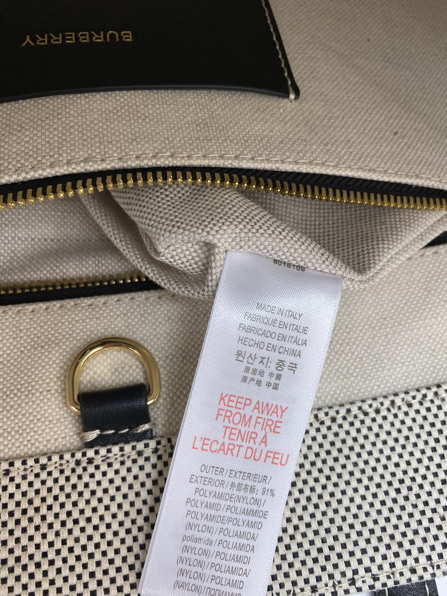 Burberry巴宝莉双色帆布拼皮皮革Freya意大利精制托特包1291