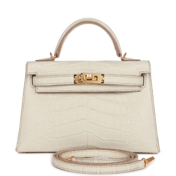 H Kelly Sellier 20cm Beton Matte Alligator Gold Hardware