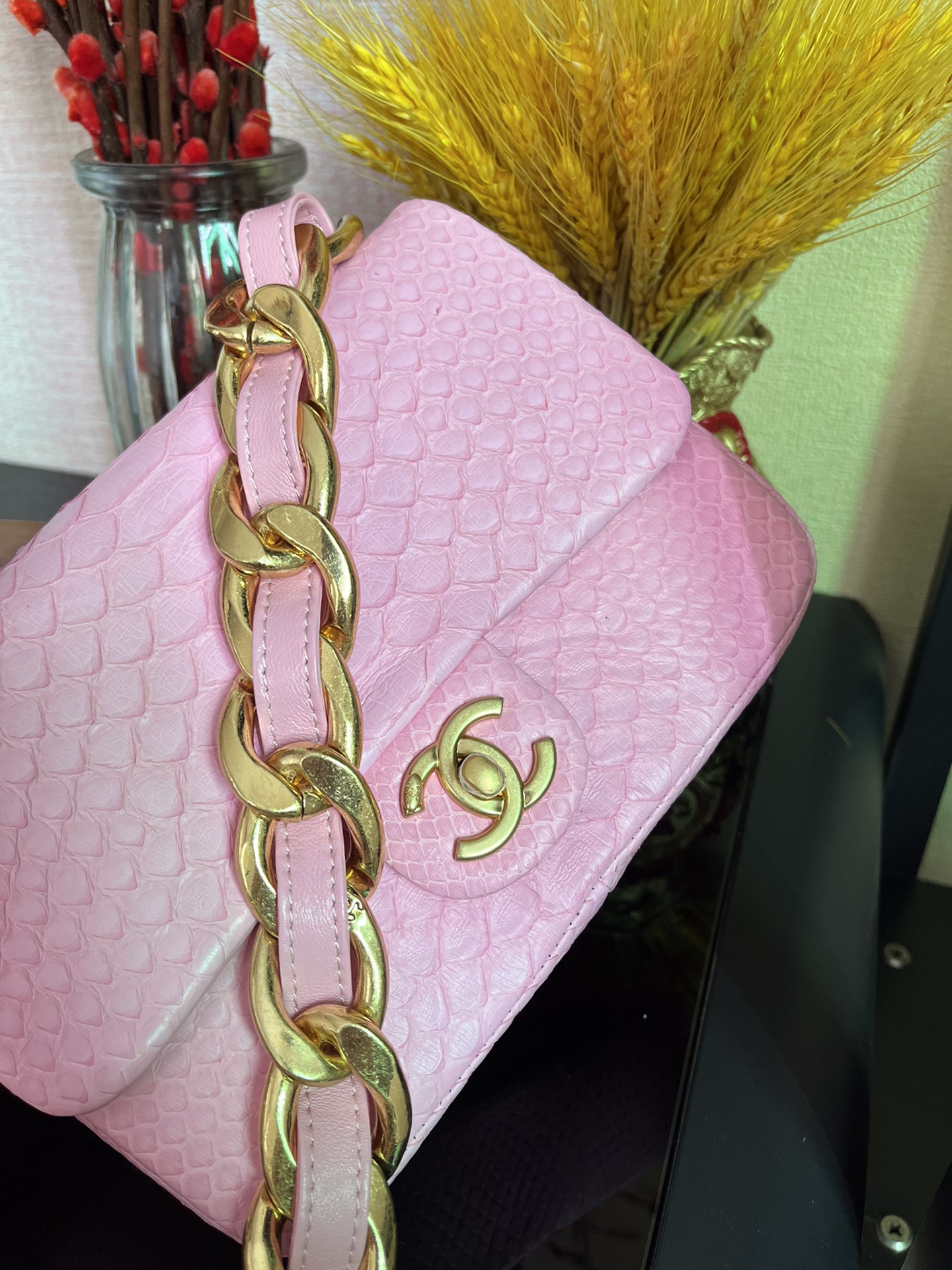 BOLSA CHANEL 2.55 PYTHON FLAP BAG AS3214 - 画像 (6)