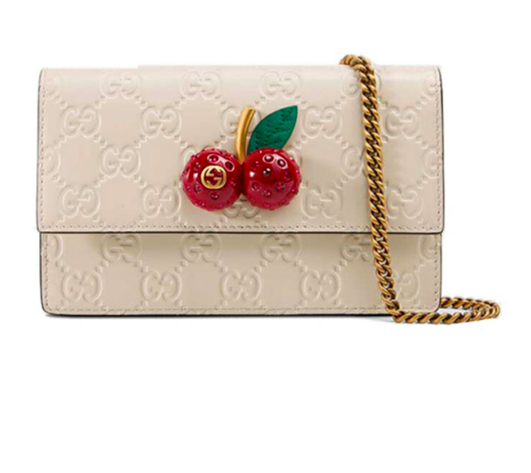 大人気♪グッチグッチシグネチャーコレクションチェリーレザーショルダークロスボディバッグミニウィメンズホワイト - 画像 (2)
