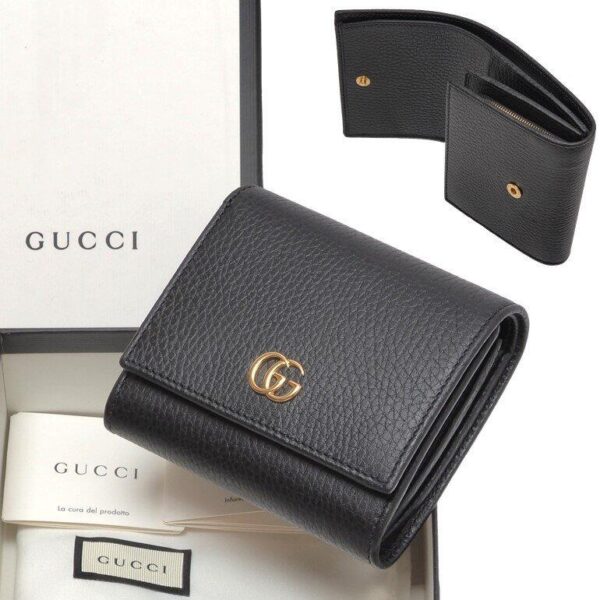 【特別なオファー】GG(グッチ)〔プチ マーモント〕レザー 三つ折りウォレット