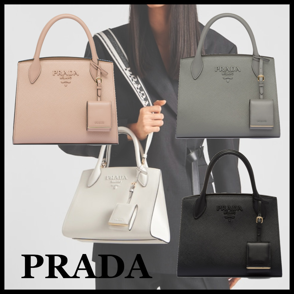 ★PRADA直営店★モノクローム スモール サフィアーノ バッグ