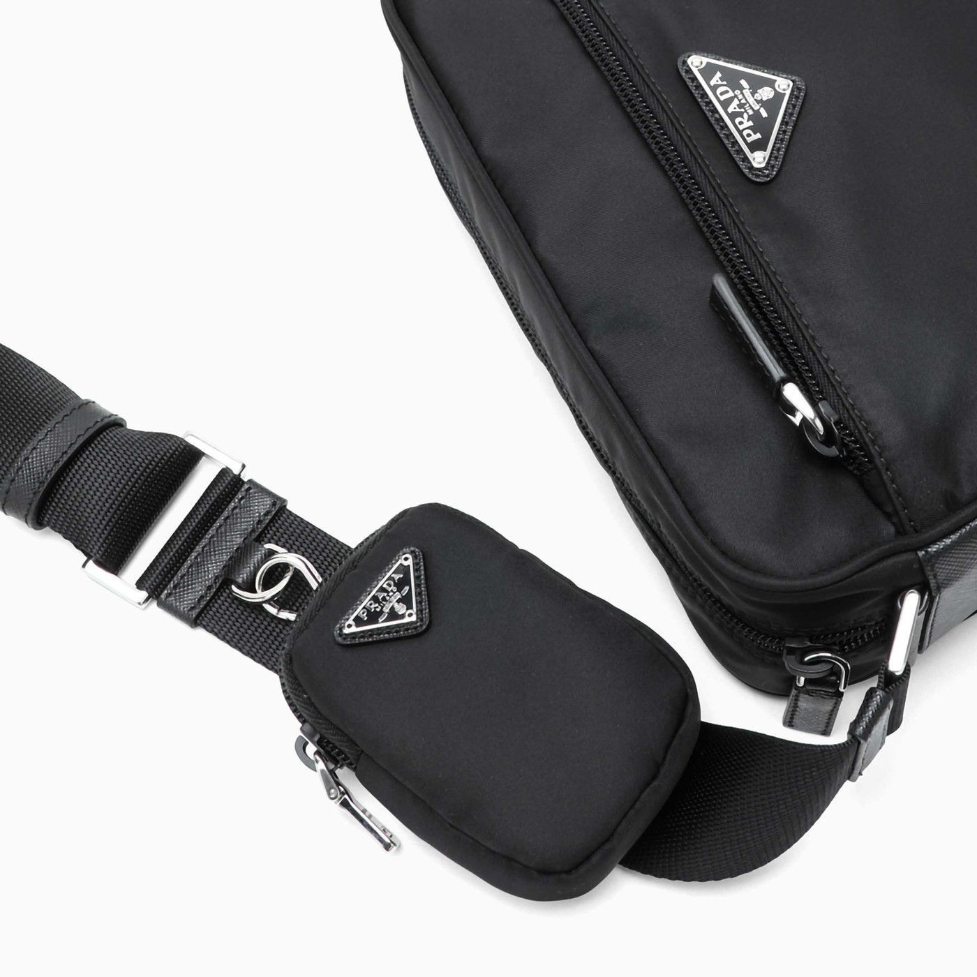 PRADA プラダ RE NYLON ロゴ ミニポーチ付き クロスボディバッグ - 画像 (8)