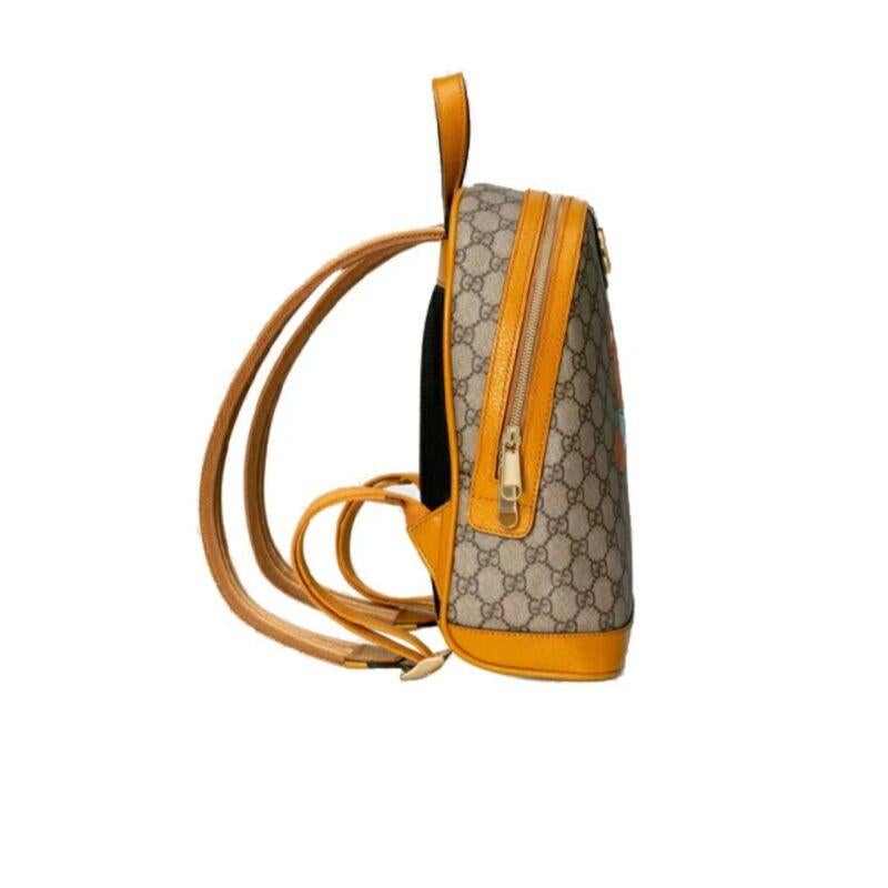 【GUCCI×KAIジョイントモデル】グッチテディベアプリントキャンバス&レザーバックパックスクールバッグ ベージュ エボニー - 画像 (6)