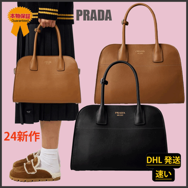 【PRADA】24最新作★Softグレインレザー トートバッグ MD