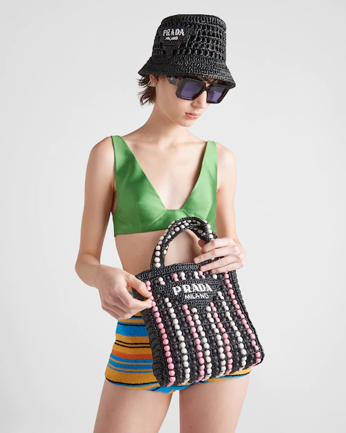 ラフィアxウッドビーズ トートバッグ - 画像 (2)