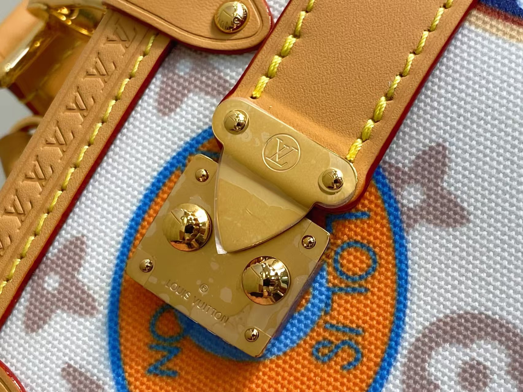 NEW L&V ハンドバッグ ボックスレザーボーダー 落書き - 画像 (8)