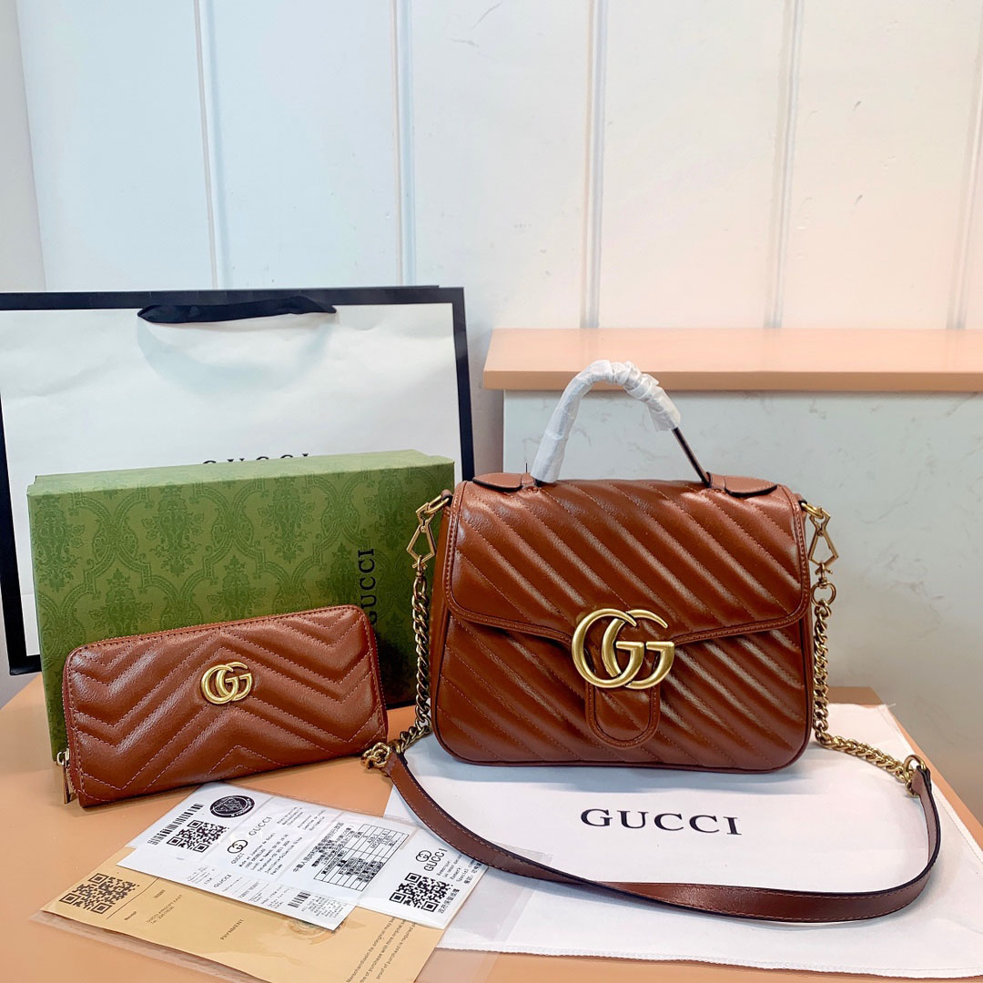 【GUCCI】グッチ 583571 キャラメルカラー ポータブル ダブルG - 画像 (3)