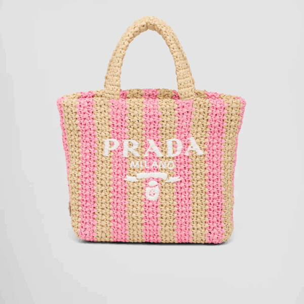 ストライプラフィア スモールトートバッグ