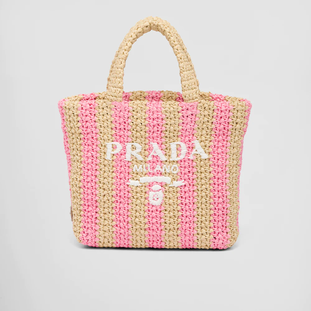 ストライプラフィア スモールトートバッグ