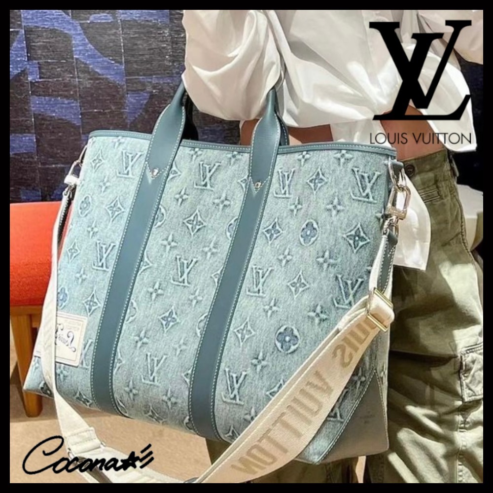 Louis Vuitton バッグ《Weekend》ブルー レザー ロゴ 直営店 M22537 - 画像 (9)