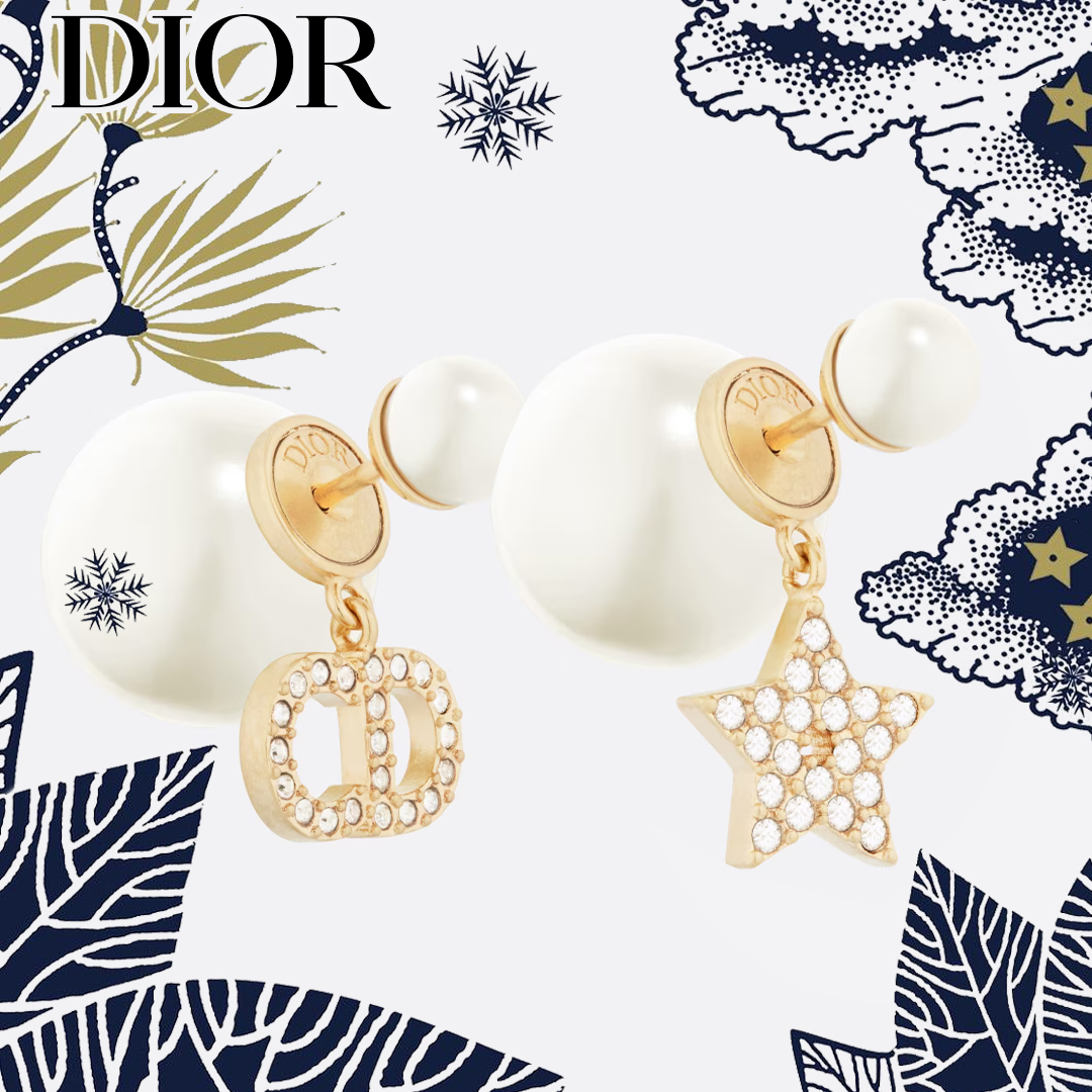 【直営店】DIOR TRIBALES ピアス メタル・レジンパール・クリスタル