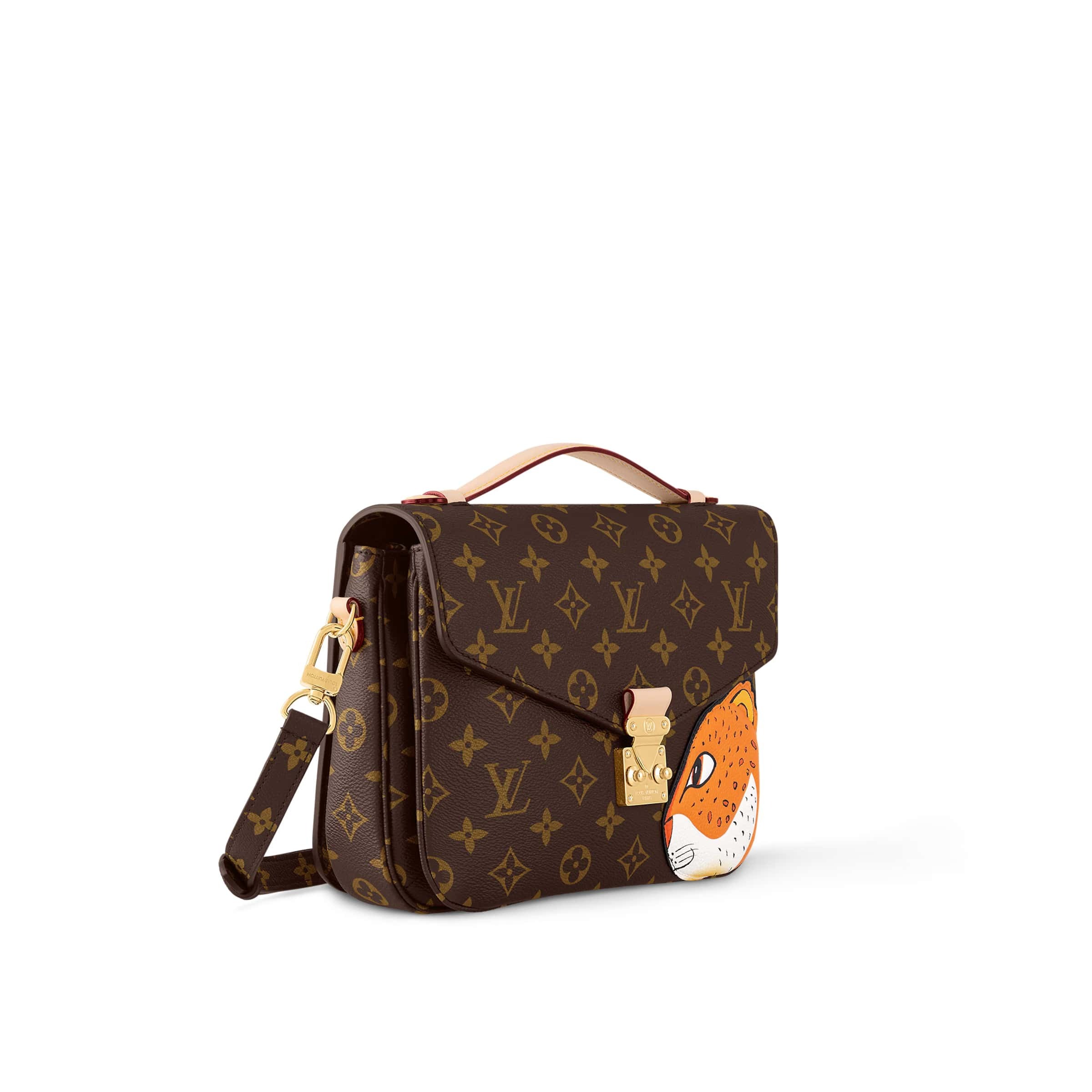 LouisVuitton モノグラムキャンバスボディにグレイン牛革のレオパードパッチ付き M47203 M40780 - 画像 (3)
