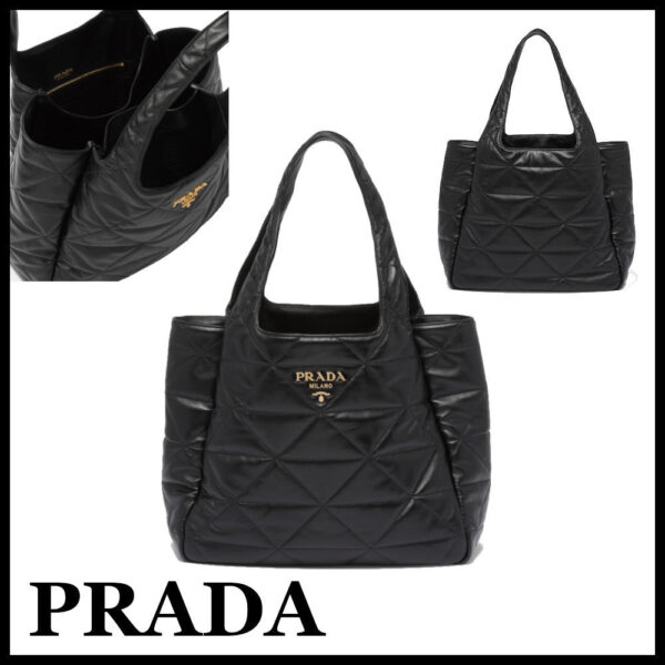 ★PRADA直営店★トップステッチ ラージ レザー トートバッグ