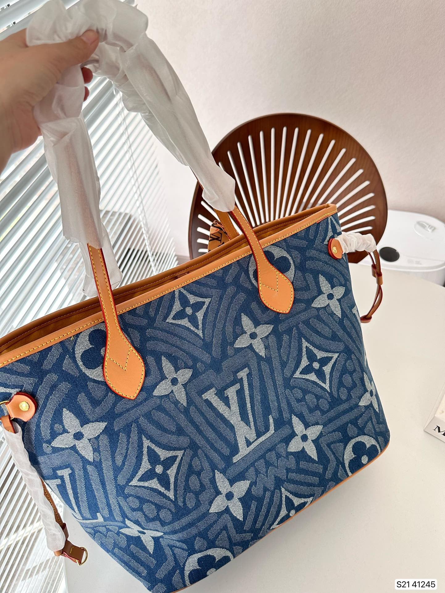 L&V デニムショッピングバッグ おしゃれな