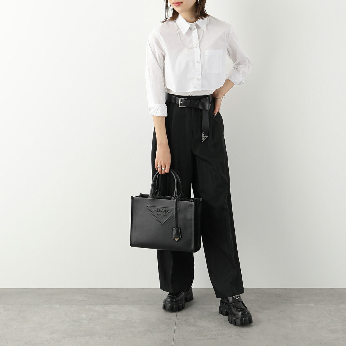 PRADA トートバッグ 1BA376 ASK エンボスロゴ SOFT CALF - 画像 (3)