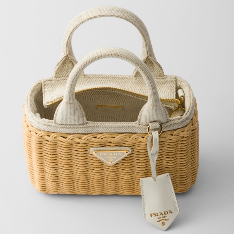 PRADA◆ウーブンファブリック キャンバス ミニ トートバッグ - 画像 (4)