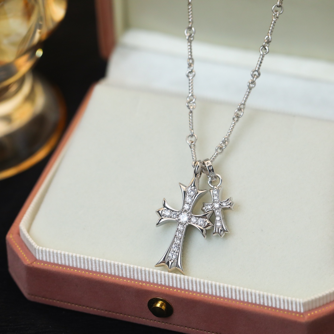 【Chrome Hearts】ネックレス、ダブルクロスネックレス高いファッションセンス - 画像 (3)