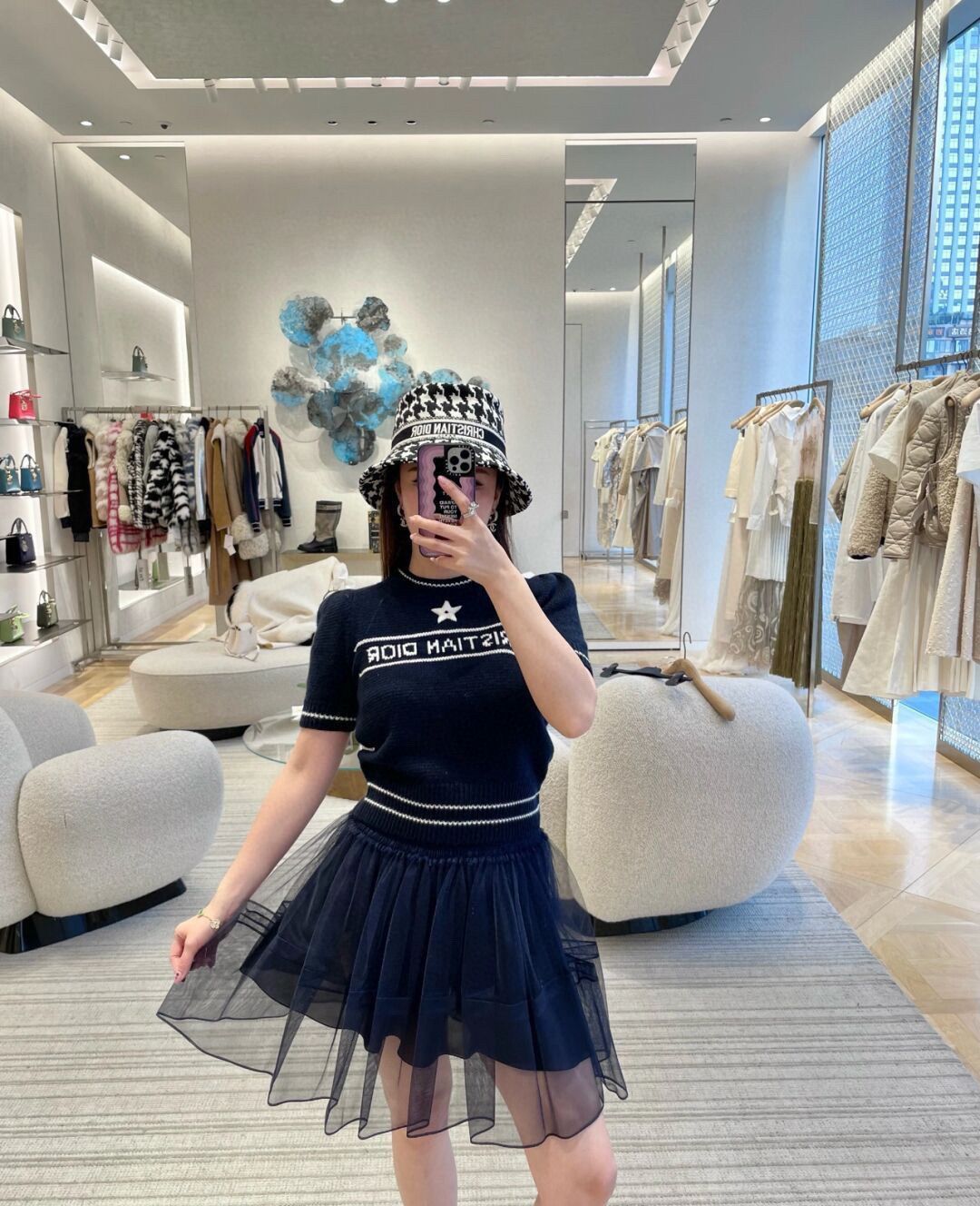 DIOR五芒星ジャカードパフスリーブショートスリーブジャンパーニット【50%割引+送料無料】 - 画像 (5)