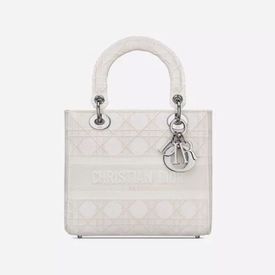 【DIOR】雑誌掲載!中村アンさん愛用!憧れのMedium Lady D-Lite Bag! 刺繍キャンバス グレー バッグ【バッグ】 - 画像 (7)