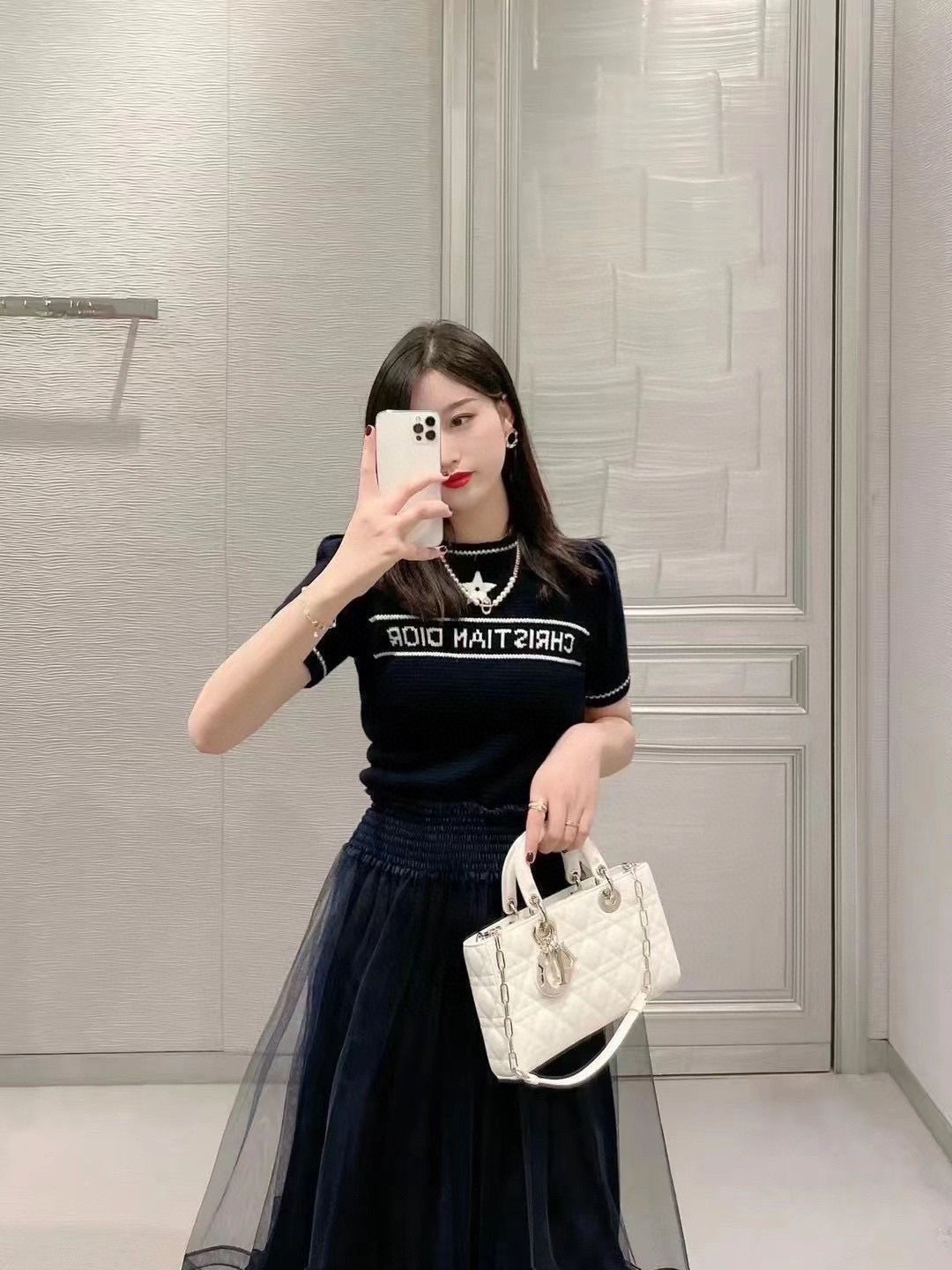 DIOR五芒星ジャカードパフスリーブショートスリーブジャンパーニット【50%割引+送料無料】 - 画像 (9)