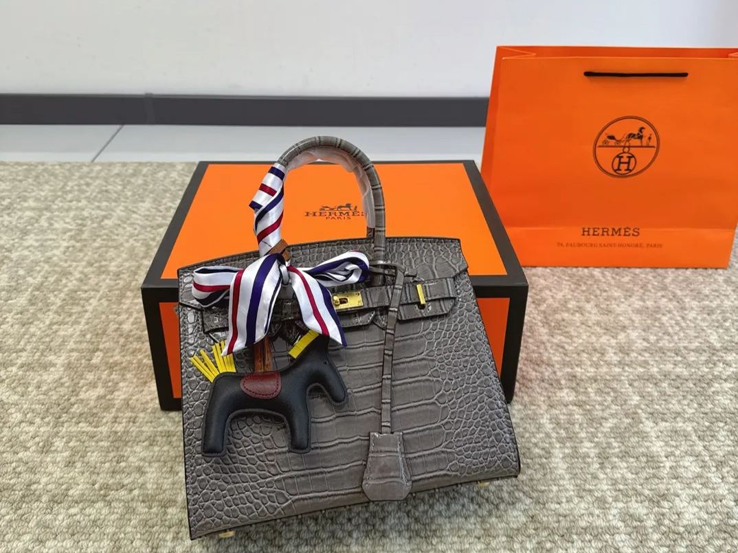 HERMES 高級ワニ革模様 プラチナバッグ - 画像 (26)