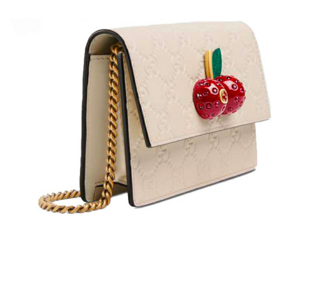 大人気♪グッチグッチシグネチャーコレクションチェリーレザーショルダークロスボディバッグミニウィメンズホワイト - 画像 (3)