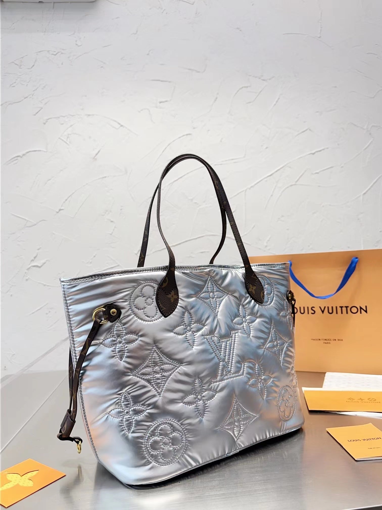 L&v 綿の服 ハンドバッグ 休暇 通勤 銀