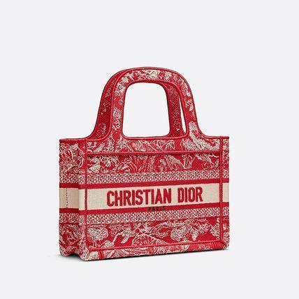 ブックトート バッグ TOILE DE JOUY 刺繍 レッド - 画像 (3)