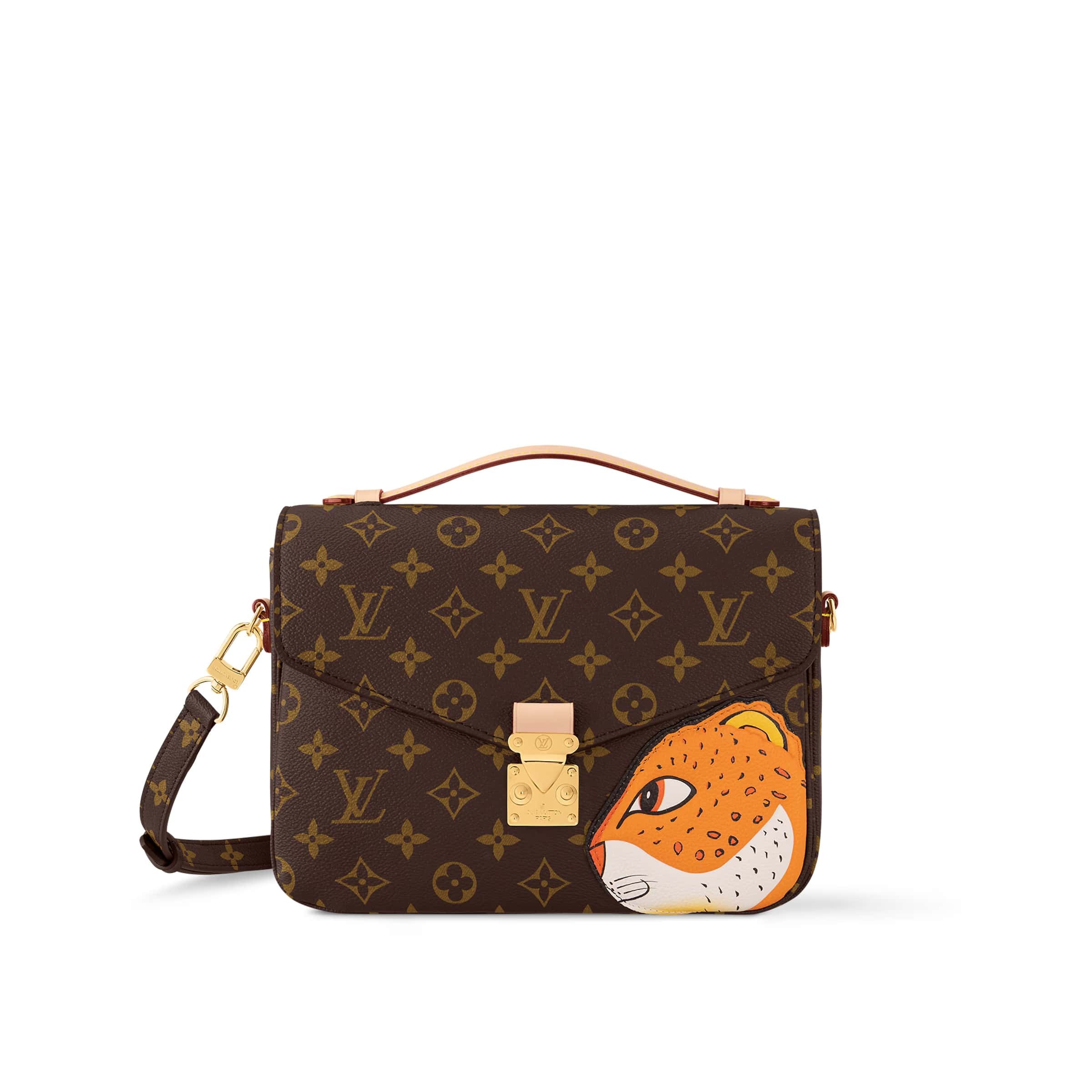 LouisVuitton モノグラムキャンバスボディにグレイン牛革のレオパードパッチ付き M47203 M40780 - 画像 (2)