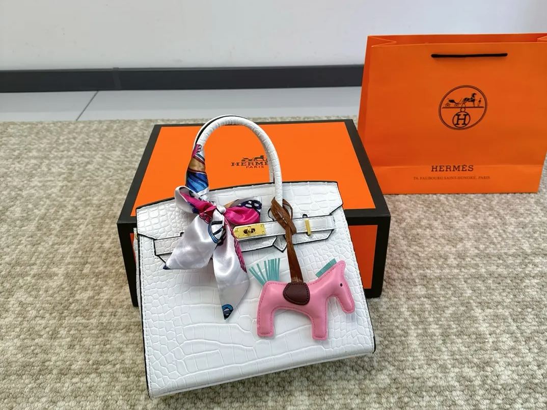 HERMES 高級ワニ革模様 プラチナバッグ - 画像 (16)