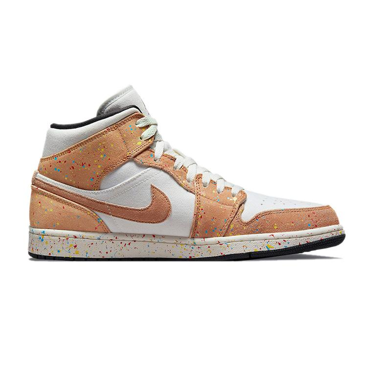 NIKE ナイキ AIR JORDAN 1 MID SE 'BRUSHSTROKE PAINT SPLATTER' エア ジョーダン ワン ミッド スペシャルエディション "ブラシストローク ペイント スプラッター" メンズ スニーカー SAIL/BLACK-CIDER-CHILE RED【海外展開 日本未入荷】 - 画像 (5)