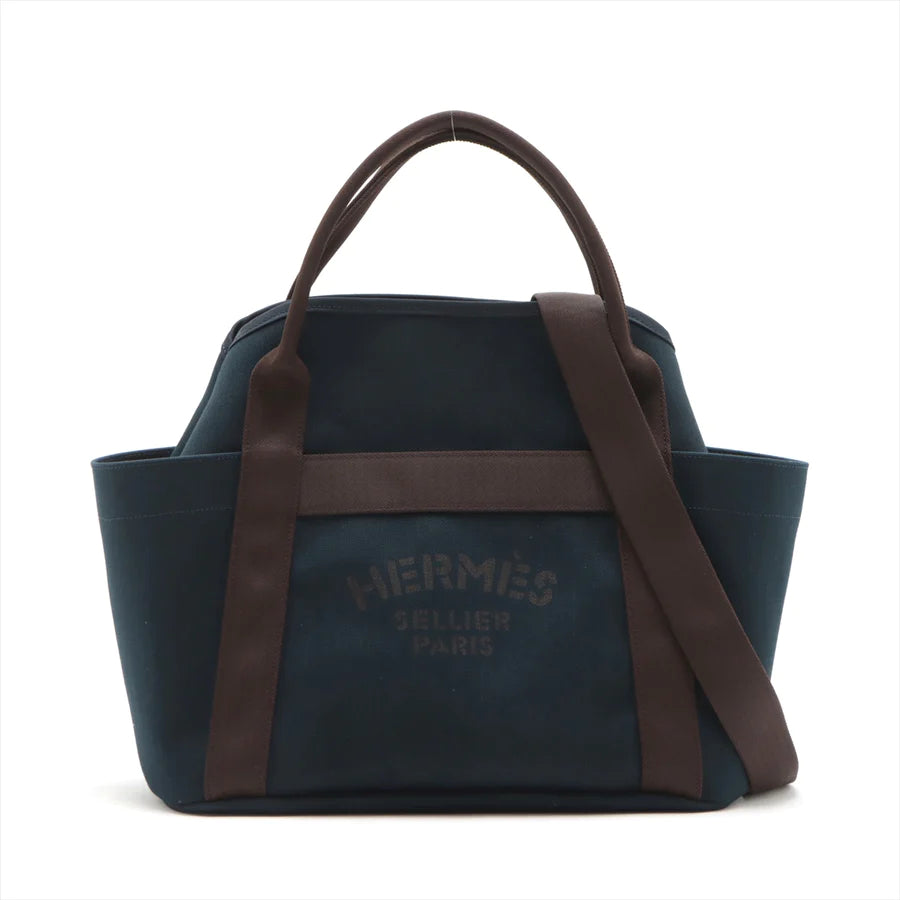 エルメス サックドパンサージュグルーム キャンバス ネイビー シルバー金具 - 画像 (10)