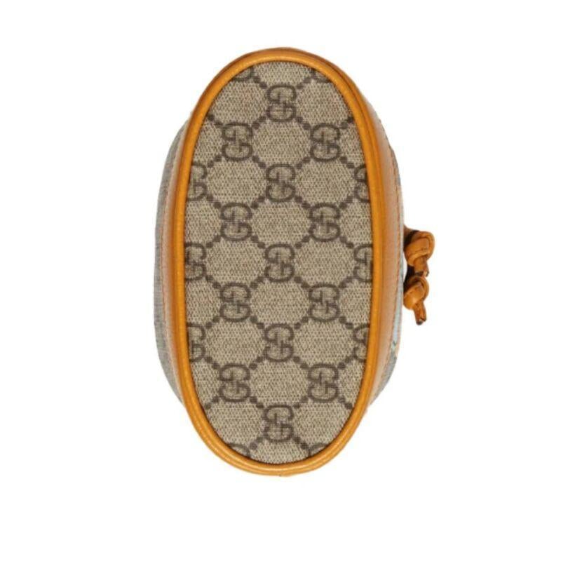 【GUCCI×KAIジョイントモデル】グッチテディベアプリントキャンバス&レザー巾着バケットバッグミニベージュ/エボニー - 画像 (5)