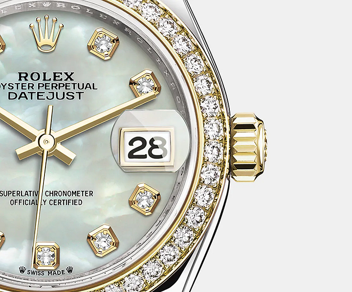 レディ デイトジャスト オイスター 28 mm オイスタースチール&イエローゴールド ダイヤモンド - 画像 (2)