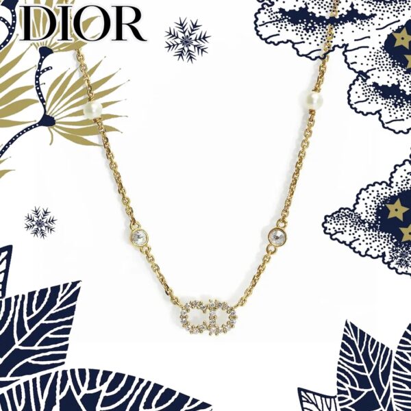 【直営店】Christian Dior クレール ディー リュヌ ネックレス パール ラインストーン ゴールド N1033CDLCY 二段階調節 箱付