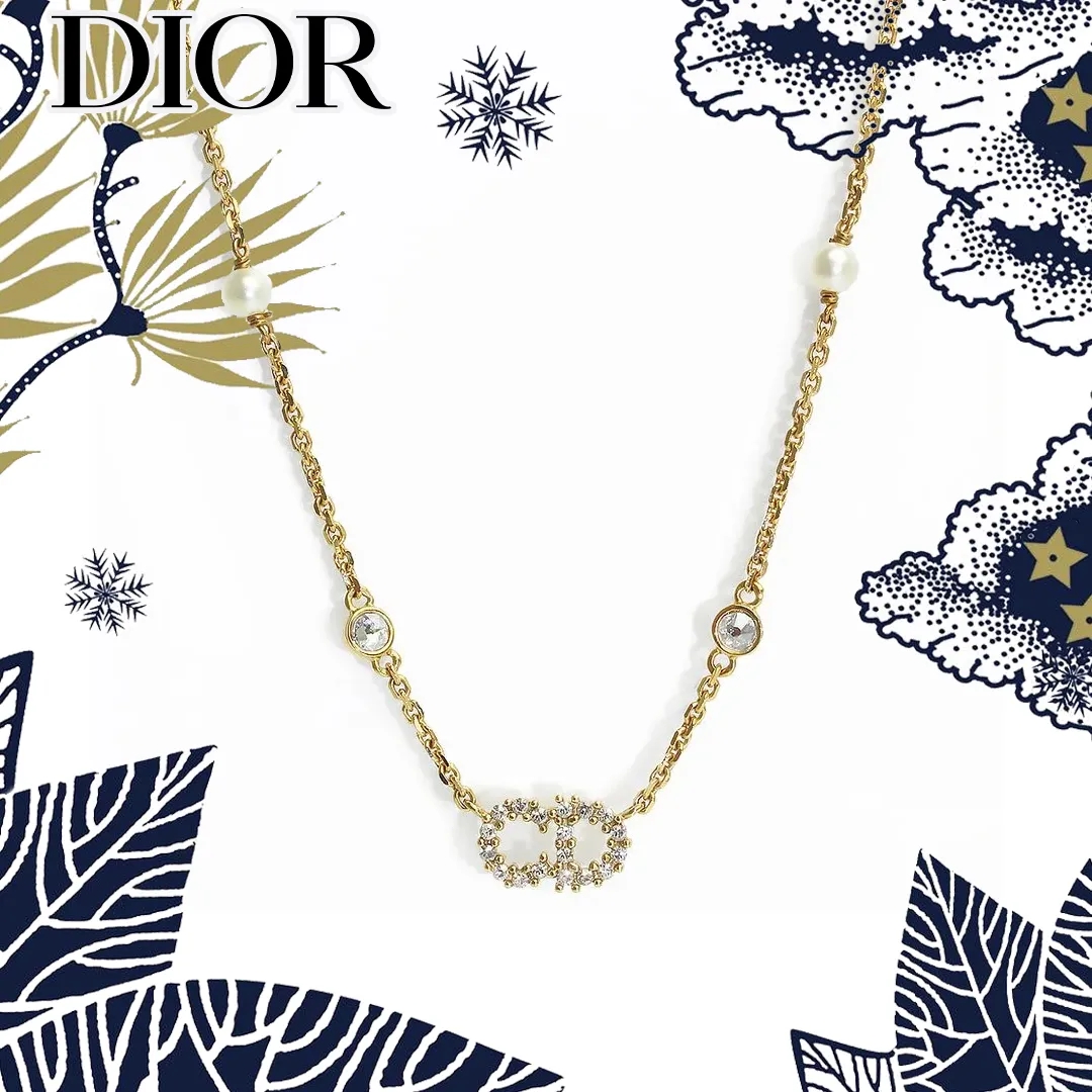 【直営店】Christian Dior クレール ディー リュヌ ネックレス パール ラインストーン ゴールド N1033CDLCY 二段階調節 箱付