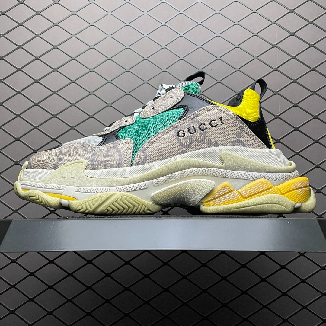 Gucci × Balenciaga The Hacker Project Triple S Beige/Green/Yellow(681067UMO209766) - 画像 (2)