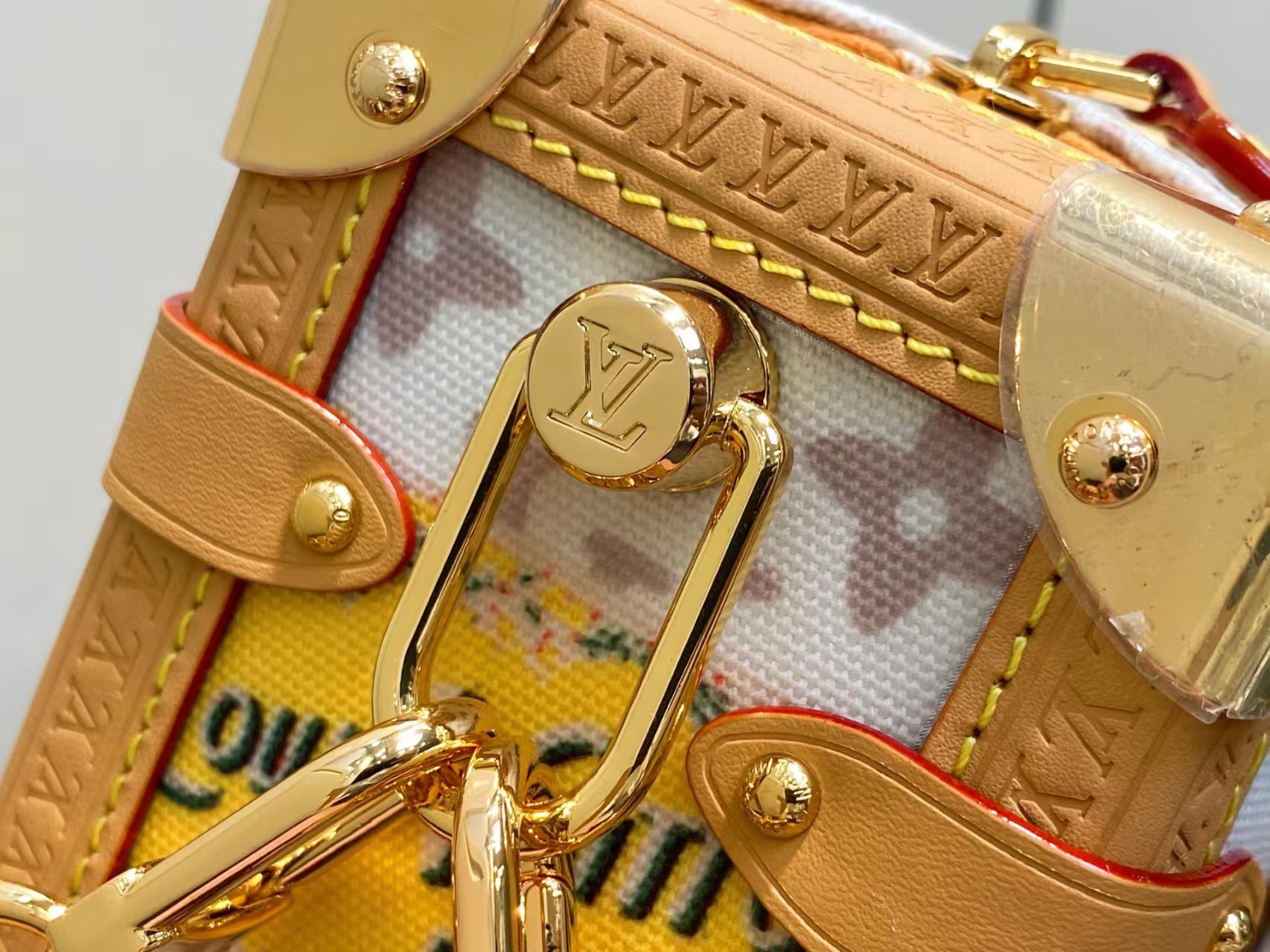 NEW L&V ハンドバッグ ボックスレザーボーダー 落書き - 画像 (6)