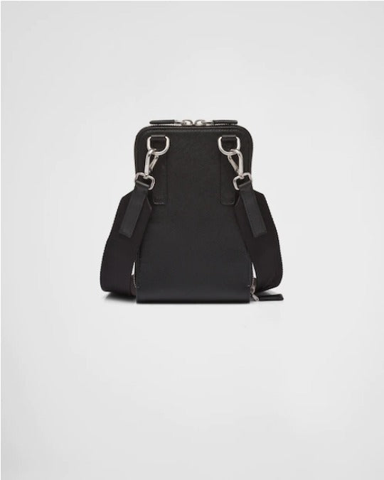 PRADA*ロゴ サフィアーノレザー スマートフォンケース ブラック - 画像 (4)