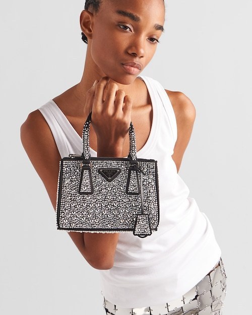 ★PRADA直営店★ガレリア クリスタル サテン ミニバッグ - 画像 (2)