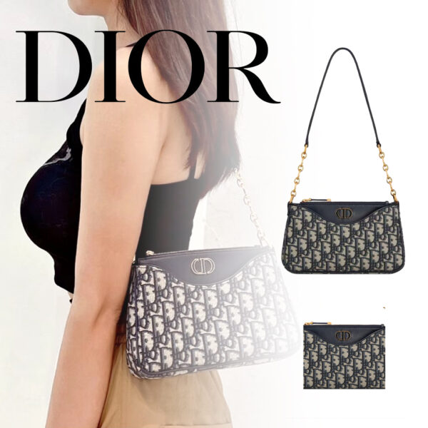 【23年新作】 DIOR 30 MONTAIGNEAVENUE CDロゴHOBOパッケージ ワンショルダー斜め掛けバッグブルー