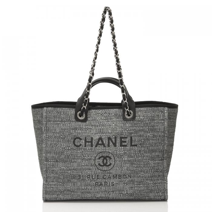 【 CHANEL】シャネル 大きなチャコールキャンバスドーヴィルトートTOTE - 画像 (2)