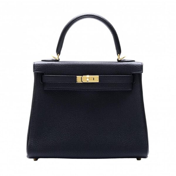 エルメス HERMES ケリー 25 トゴ ブラック イエローゴールド金具 U刻印