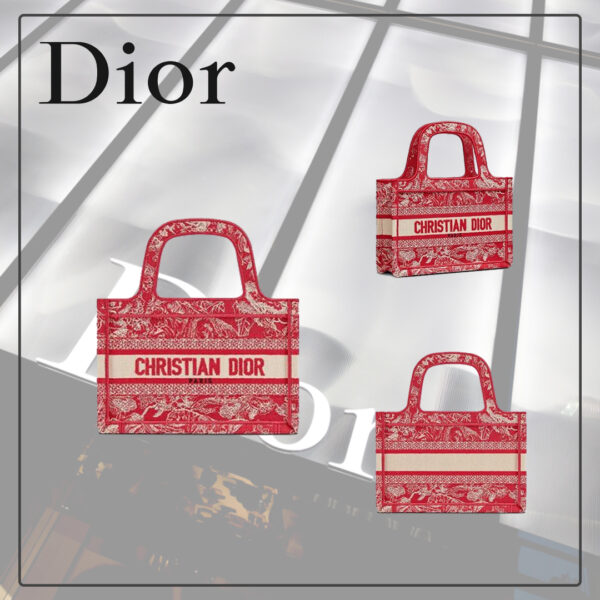 ブックトート バッグ TOILE DE JOUY 刺繍 レッド