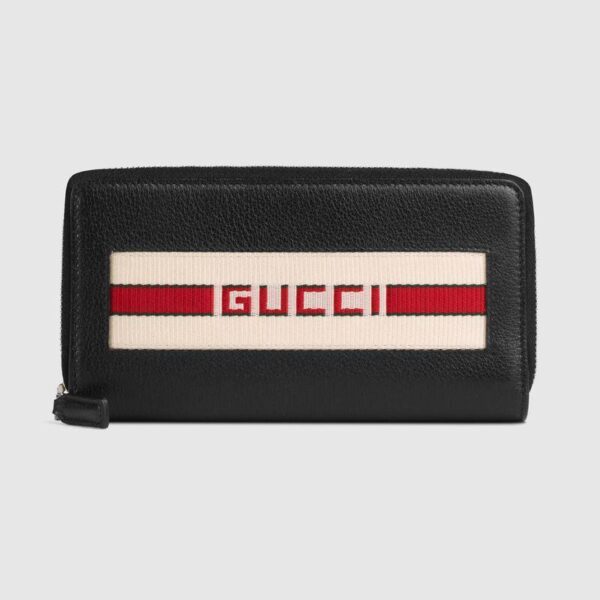 GUCCI ストライプ レザー ジップアラウンドウォレット