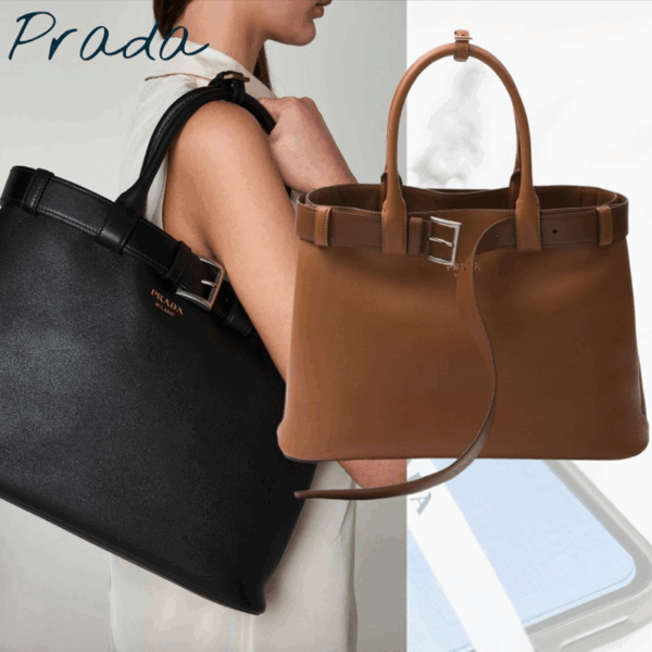 お仕事もプライベートも★PRADA★Buckle Large leather tote bag