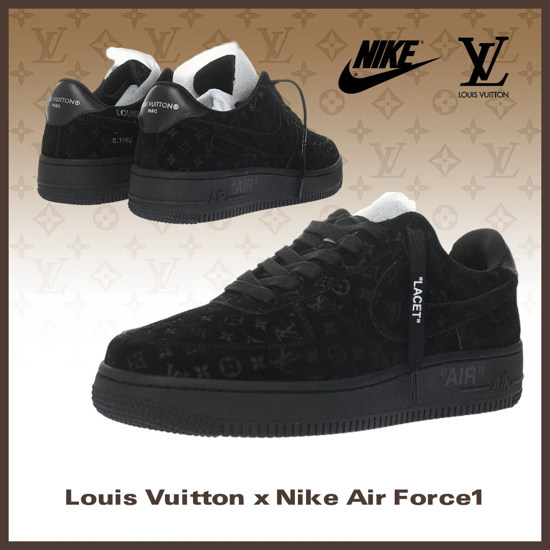 【日本未入荷】♪超入手困難LOUIS VUITTON X NIKE AIR FORCE1 黒【代金引換】