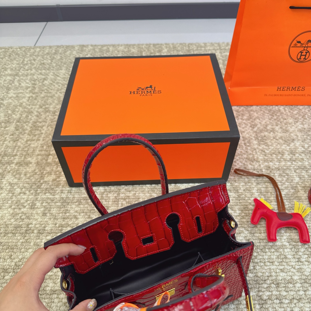 HERMES 高級ワニ革模様 プラチナバッグ - 画像 (6)