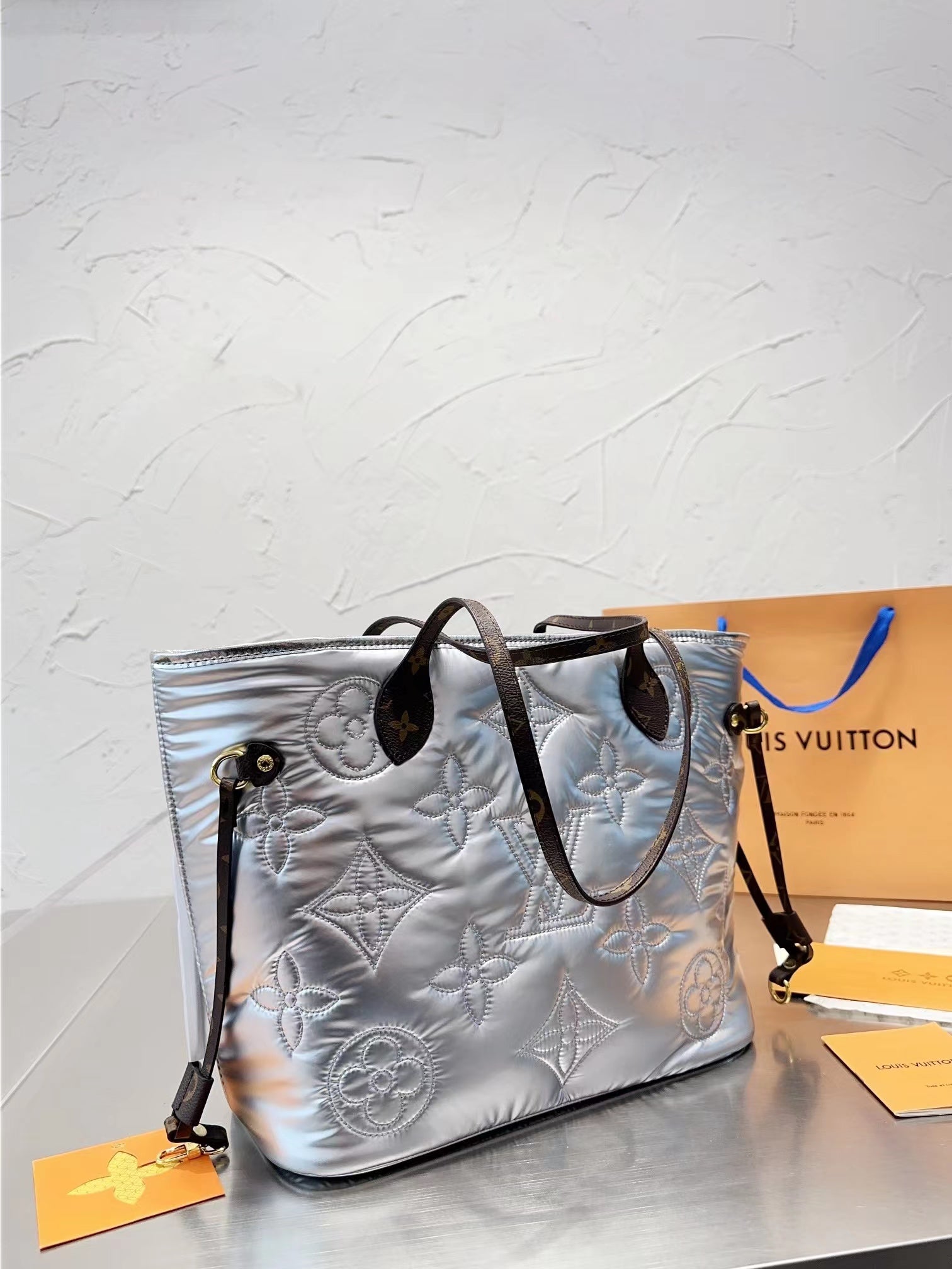 L&v 綿の服 ハンドバッグ 休暇 通勤 銀 - 画像 (2)